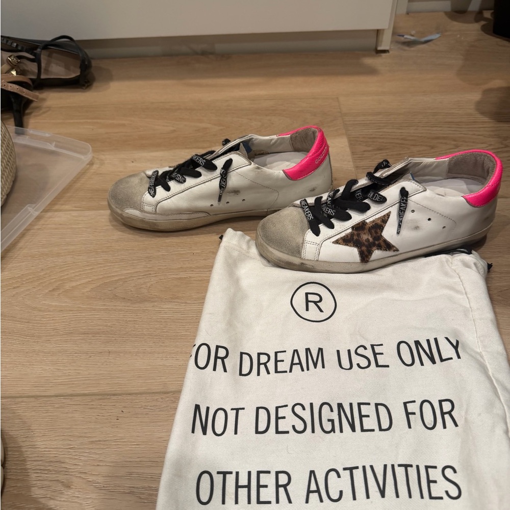 Golden Goose sneakers with hot pink and leopard star